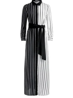 Alice and Olivia CHASSIDY MAXI SHIRT DRESS VERTICAL PALAZZO STRIPE BLACK*FEATURED SHOPS | DRESSES | CLOTHING