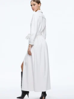 Alice and Olivia CHASSIDY VEGAN LEATHER MAXI SHIRT DRESS OFF WHITE*FEATURED SHOPS | DRESSES | CLOTHING