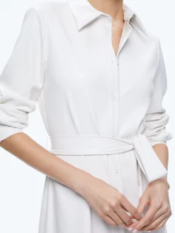 Alice and Olivia CHASSIDY VEGAN LEATHER MAXI SHIRT DRESS OFF WHITE*FEATURED SHOPS | DRESSES | CLOTHING