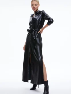 Alice and Olivia CHASSIDY VEGAN LEATHER MAXI SHIRT DRESS BLACK*FEATURED SHOPS | FEATURED SHOPS | DRESSES | CLOTHING