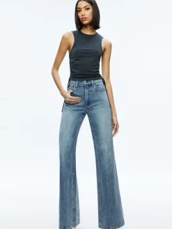 Alice and Olivia CHRISSY CREWNECK RUCHED CROP TOP *FEATURED SHOPS | CLOTHING