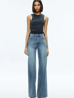 Alice and Olivia CHRISSY CREWNECK RUCHED CROP TOP *FEATURED SHOPS | CLOTHING