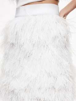 Alice and Olivia CINA FEATHER MINI SKIRT ECRU*CLOTHING