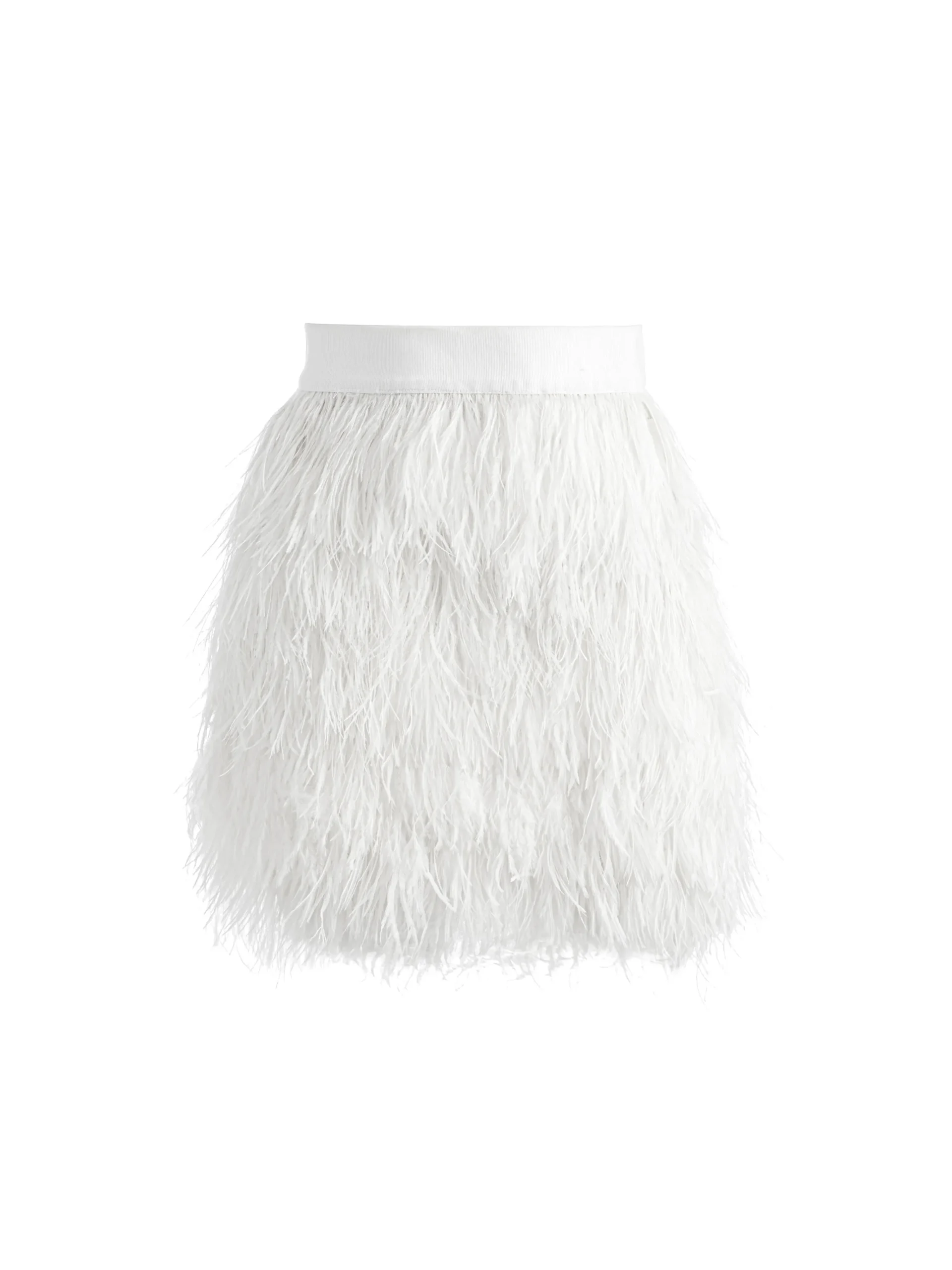 Alice and Olivia CINA FEATHER MINI SKIRT ECRU*CLOTHING