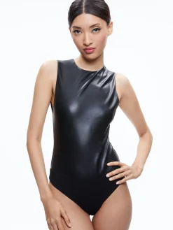 Alice and Olivia CLARINDA VEGAN LEATHER BODYSUIT BLACK*FEATURED SHOPS | FEATURED SHOPS | CLOTHING