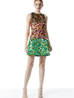 Alice and Olivia CLYDE EMBELLISHED SHIFT DRESS MULTI*DRESSES | DRESSES | CLOTHING