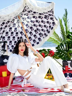 Alice and Olivia COLETTE TIE PUFF SLEEVE CROP TOP *CLOTHING