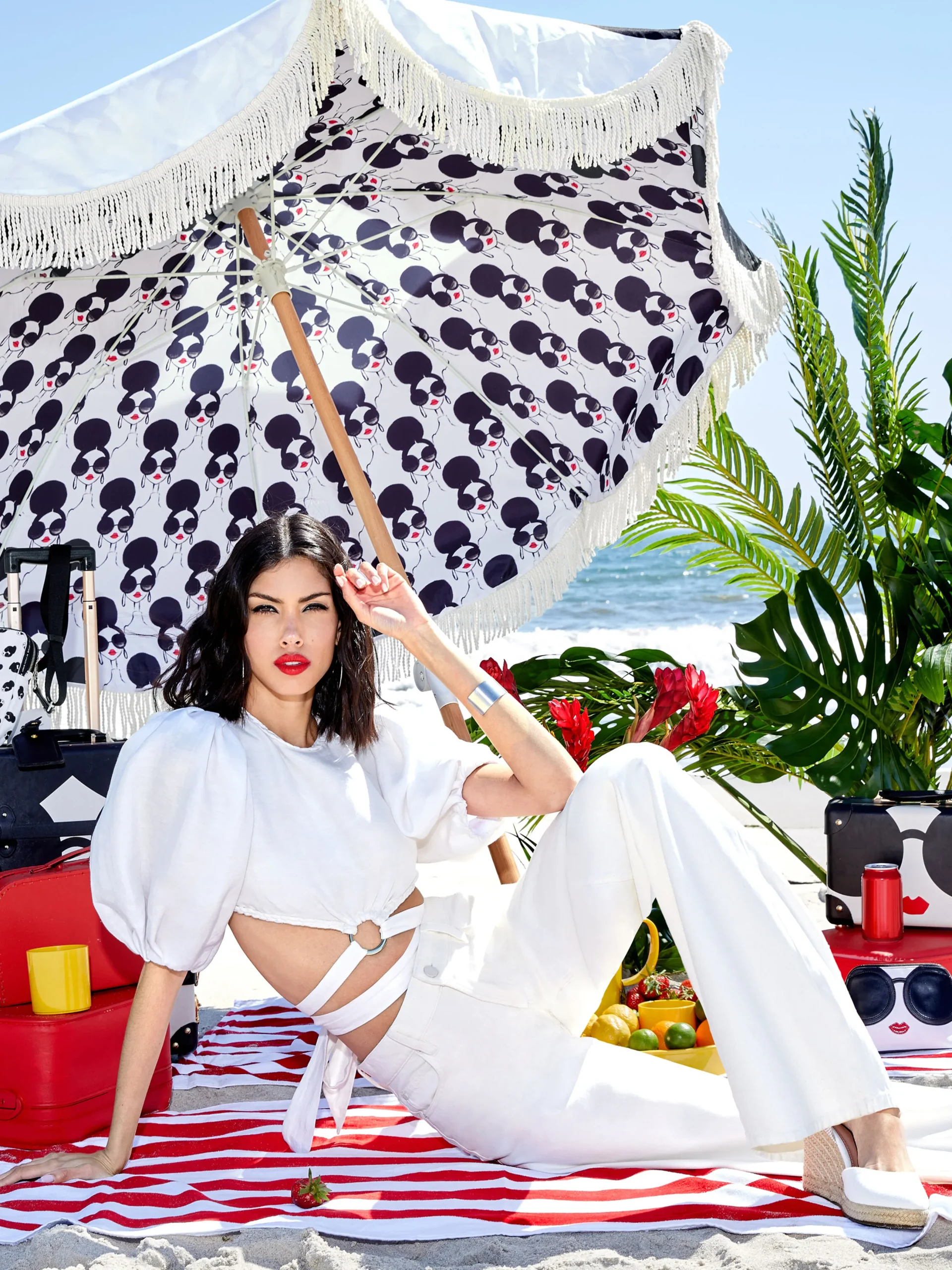 Alice and Olivia COLETTE TIE PUFF SLEEVE CROP TOP *CLOTHING