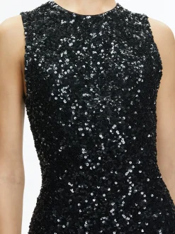 Alice and Olivia COLEY EMBELLISHED FEATHER TRIM MINI DRESS BLACK*DRESSES | DRESSES | CLOTHING