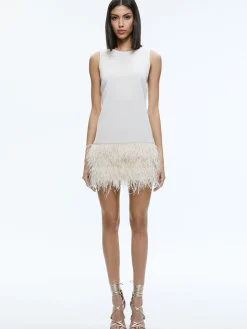 Alice and Olivia COLEY FEATHER TRIM DRESS *DRESSES | CLOTHING