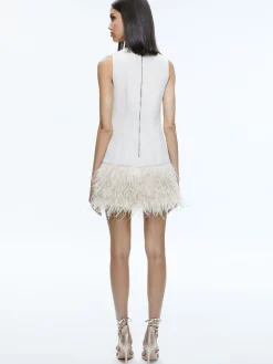 Alice and Olivia COLEY FEATHER TRIM DRESS *DRESSES | CLOTHING