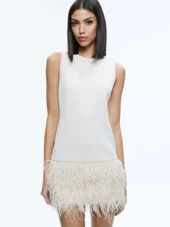 Alice and Olivia COLEY FEATHER TRIM DRESS *DRESSES | CLOTHING