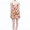 Alice and Olivia COLLEEN BABYDOLL MINI DRESS JUNIPER FLORAL ROSE*DRESSES | CLOTHING