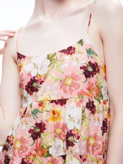 Alice and Olivia COLLEEN BABYDOLL MINI DRESS JUNIPER FLORAL ROSE*DRESSES | CLOTHING