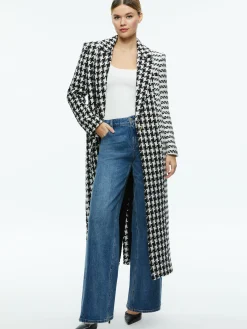 Alice and Olivia COLLEY LONG TWEED COAT BLACK/OFF WHITE*FEATURED SHOPS | CLOTHING