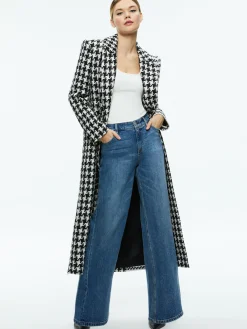 Alice and Olivia COLLEY LONG TWEED COAT BLACK/OFF WHITE*FEATURED SHOPS | CLOTHING