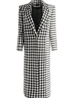 Alice and Olivia COLLEY LONG TWEED COAT BLACK/OFF WHITE*FEATURED SHOPS | CLOTHING