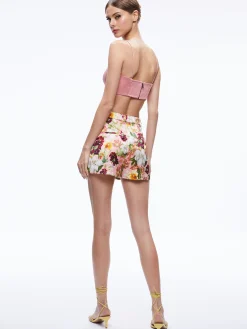 Alice and Olivia CONRY PLEATED SHORT JUNIPER FLORAL ROSE*CLOTHING | CLOTHING