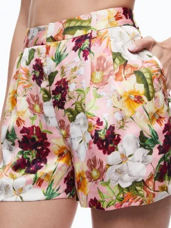 Alice and Olivia CONRY PLEATED SHORT JUNIPER FLORAL ROSE*CLOTHING | CLOTHING