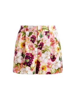Alice and Olivia CONRY PLEATED SHORT JUNIPER FLORAL ROSE*CLOTHING | CLOTHING