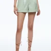 Alice and Olivia CONRY VEGAN LEATHER PLEATED CUFF SHORT GREEN TEA*FEATURED SHOPS | CLOTHING