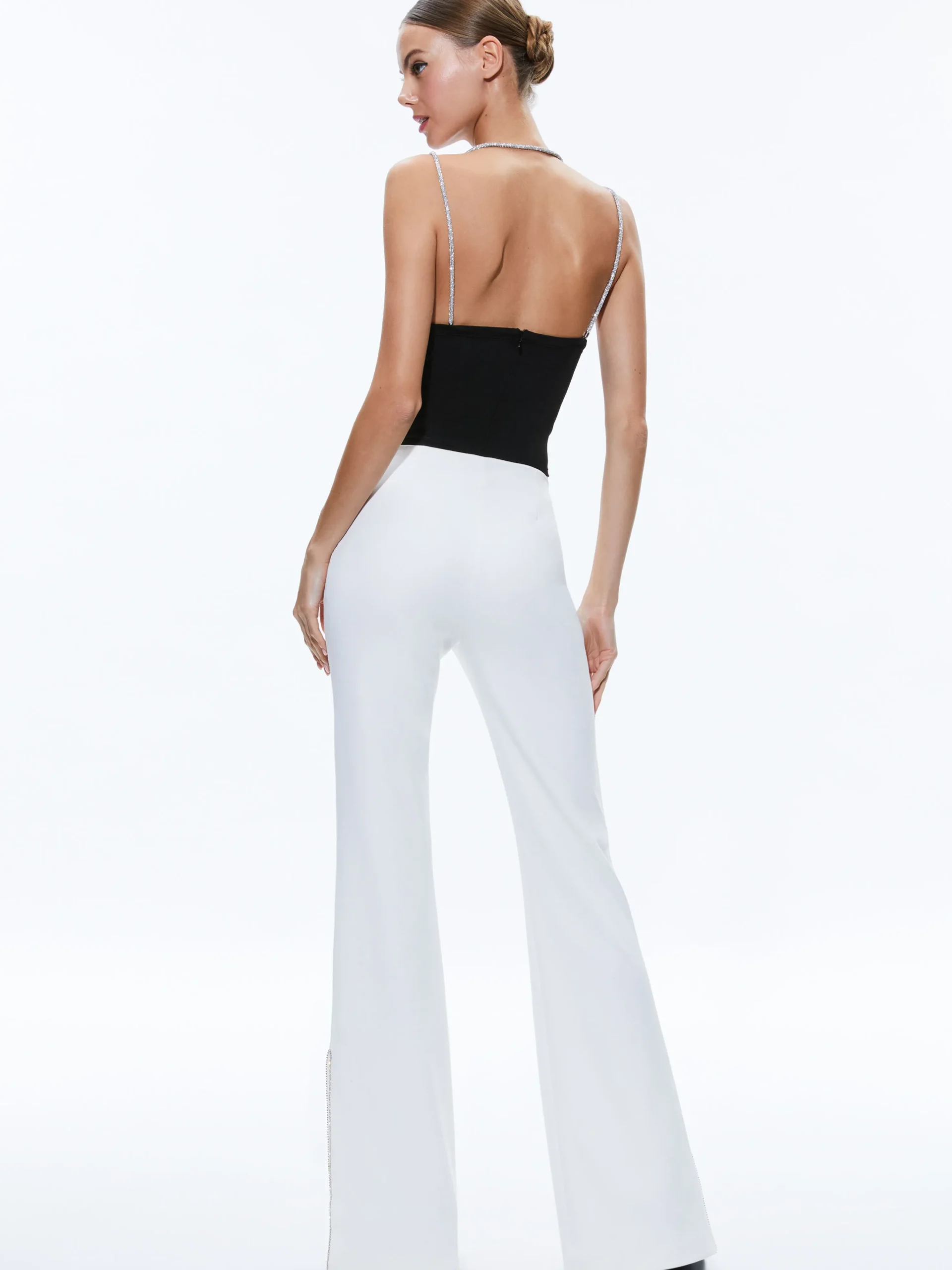 Alice and Olivia CORAL CRYSTAL STRAP COWL NECK TOP BLACK*CLOTHING