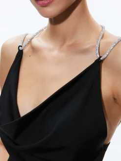 Alice and Olivia CORAL CRYSTAL STRAP COWL NECK TOP BLACK*CLOTHING