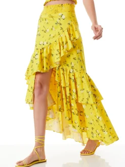 Alice and Olivia CRISTINA WRAP RUFFLE SKIRT ESCAPE DITSY SUNBEAM*CLOTHING