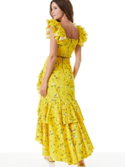 Alice and Olivia CRISTINA WRAP RUFFLE SKIRT ESCAPE DITSY SUNBEAM*CLOTHING