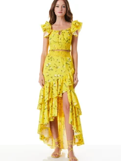 Alice and Olivia CRISTINA WRAP RUFFLE SKIRT ESCAPE DITSY SUNBEAM*CLOTHING