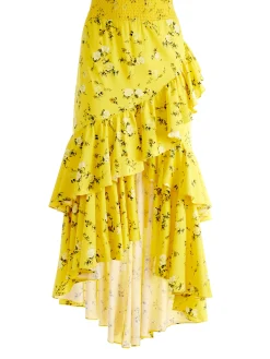 Alice and Olivia CRISTINA WRAP RUFFLE SKIRT ESCAPE DITSY SUNBEAM*CLOTHING