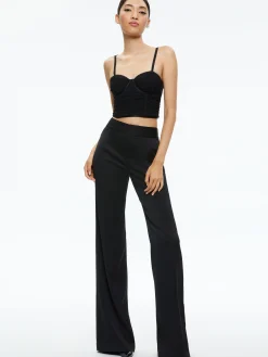 Alice and Olivia DAMIA RUCHED BUSTIER TOP BLACK*CLOTHING