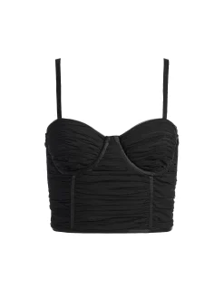 Alice and Olivia DAMIA RUCHED BUSTIER TOP BLACK*CLOTHING