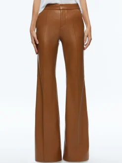 Alice and Olivia DANETTE VEGAN LEATHER SPLIT HEM TROUSERS CAMEL*FEATURED SHOPS | CLOTHING