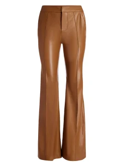 Alice and Olivia DANETTE VEGAN LEATHER SPLIT HEM TROUSERS CAMEL*FEATURED SHOPS | CLOTHING