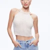 Alice and Olivia DARIA POINETELLE CORD BACK HALTER TOP SAND*CLOTHING