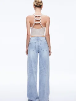 Alice and Olivia DARIA POINETELLE CORD BACK HALTER TOP SAND*CLOTHING