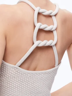 Alice and Olivia DARIA POINETELLE CORD BACK HALTER TOP SAND*CLOTHING