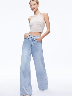 Alice and Olivia DARIA POINETELLE CORD BACK HALTER TOP SAND*CLOTHING