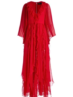 Alice and Olivia DAY SUNBURST SLEEVE MAXI DRESS PERFECT RUBY*DRESSES | DRESSES | CLOTHING