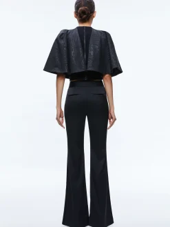 Alice and Olivia DEANNA HIGH RISE SIDE STRIPE PANT BLACK*CLOTHING