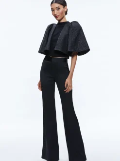 Alice and Olivia DEANNA HIGH RISE SIDE STRIPE PANT BLACK*CLOTHING