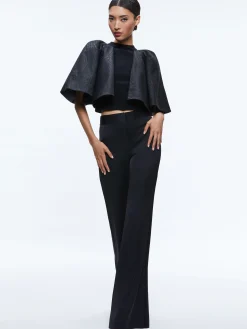 Alice and Olivia DEANNA HIGH RISE SIDE STRIPE PANT BLACK*CLOTHING