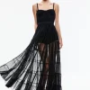 Alice and Olivia DEENA PLEATED MAXI DRESS WITH HOT PANT BLACK*DRESSES | DRESSES | CLOTHING