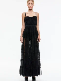 Alice and Olivia DEENA PLEATED MAXI DRESS WITH HOT PANT BLACK*DRESSES | DRESSES | CLOTHING