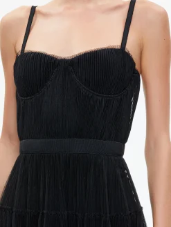 Alice and Olivia DEENA PLEATED MAXI DRESS WITH HOT PANT BLACK*DRESSES | DRESSES | CLOTHING