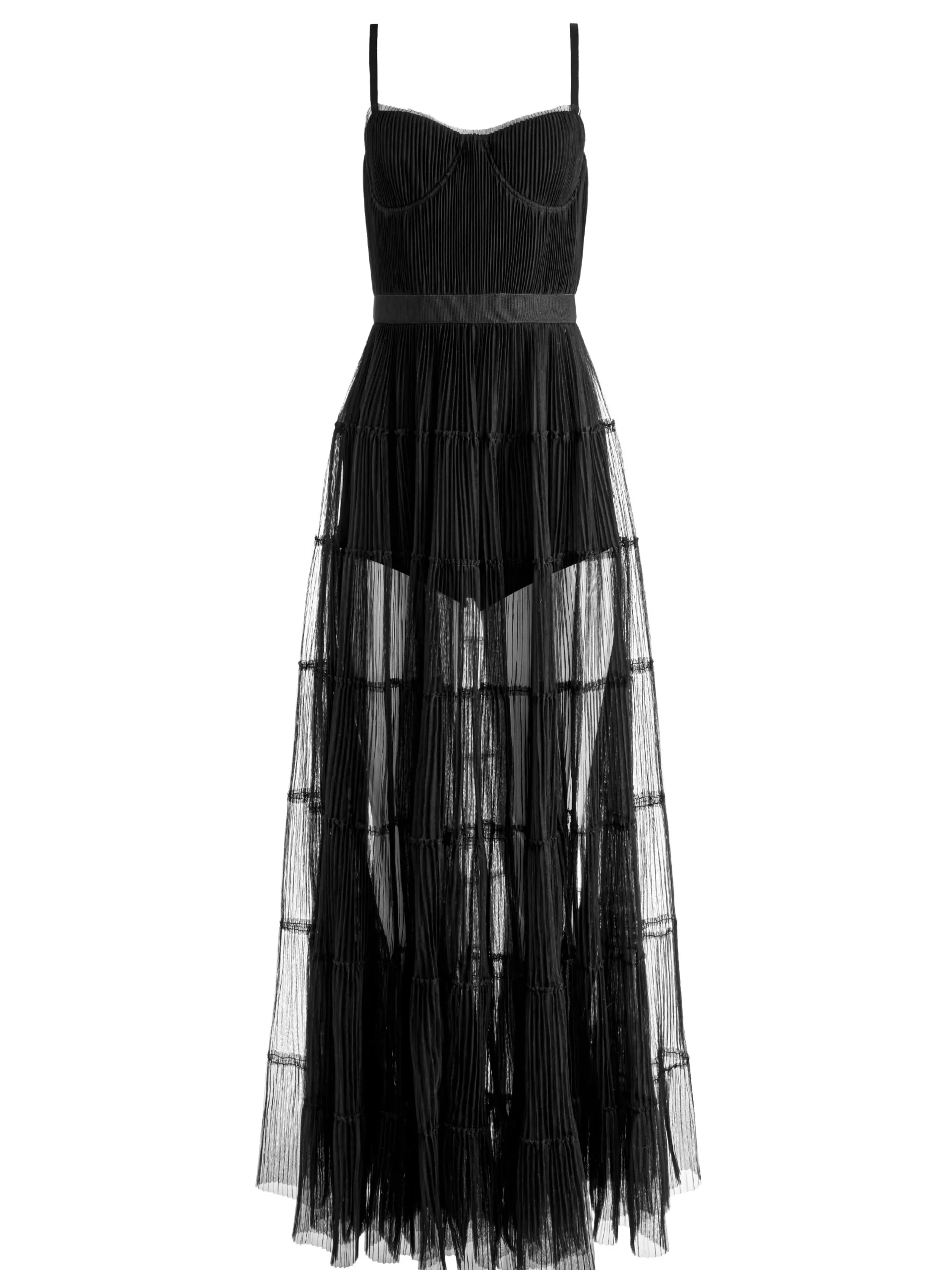 Alice and Olivia DEENA PLEATED MAXI DRESS WITH HOT PANT BLACK*DRESSES | DRESSES | CLOTHING