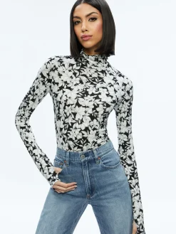 Alice and Olivia DELAINA TURTLENECK TOP HOMEROOM FLORAL*CLOTHING