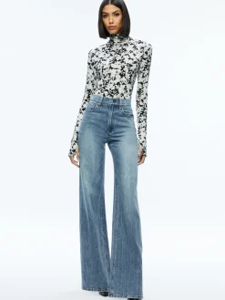 Alice and Olivia DELAINA TURTLENECK TOP HOMEROOM FLORAL*CLOTHING