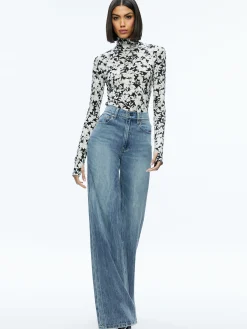 Alice and Olivia DELAINA TURTLENECK TOP HOMEROOM FLORAL*CLOTHING
